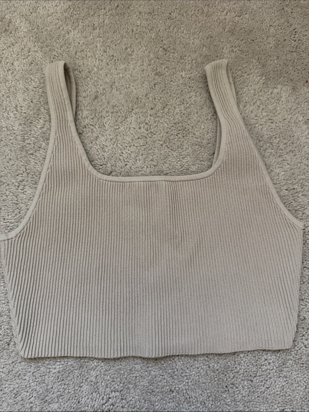 Aritzia Babaton Women's Ribbed Square Neck Crop Tank Top - Beige